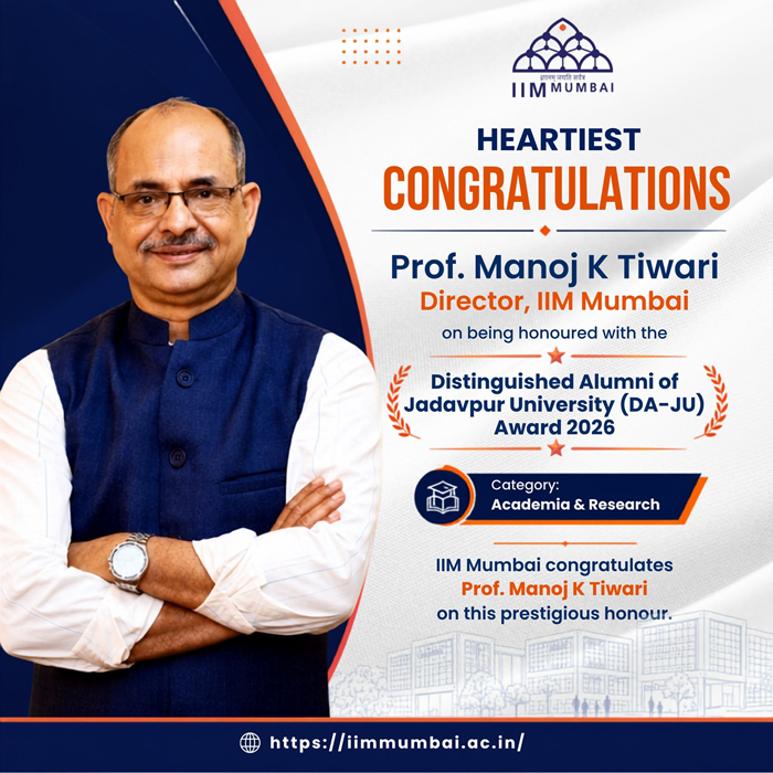 IIM Mumbai Prof Manoj Tiwari  honoured with distinguished alumni